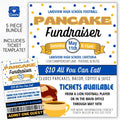 Editable Pancake/Flapjack Breakfast Fundraiser Event Bundle Includes Flyer/Sign/Poster Set with Tickets and Social Media Flyer for School PTO/PTA/PTC leader event planning